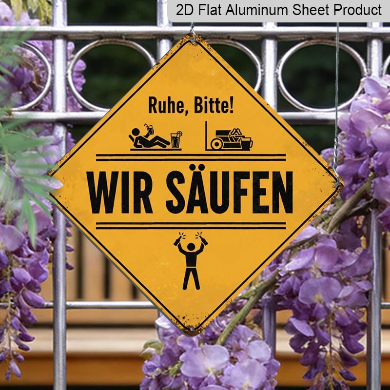 2D Flat - 1pc Vintage Funny Driving Themed Aluminum Sign, German Slogan Wall Art, Rustic Aluminum Plaque, Suitable for Garage, Bar, Tool Shed, Yard