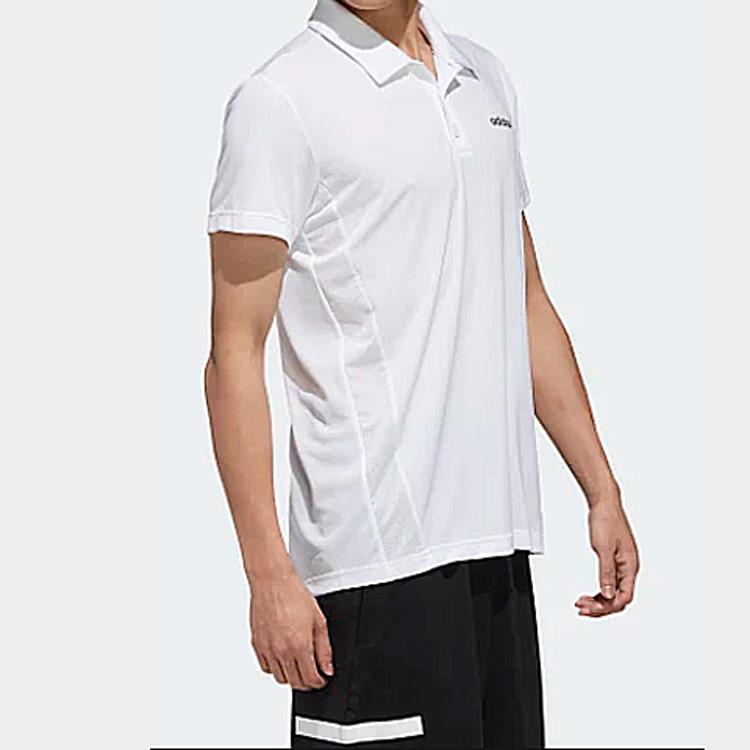 Adidas Polo Shirts Men's White Crew Neck Moderate Straight Fit FL0332