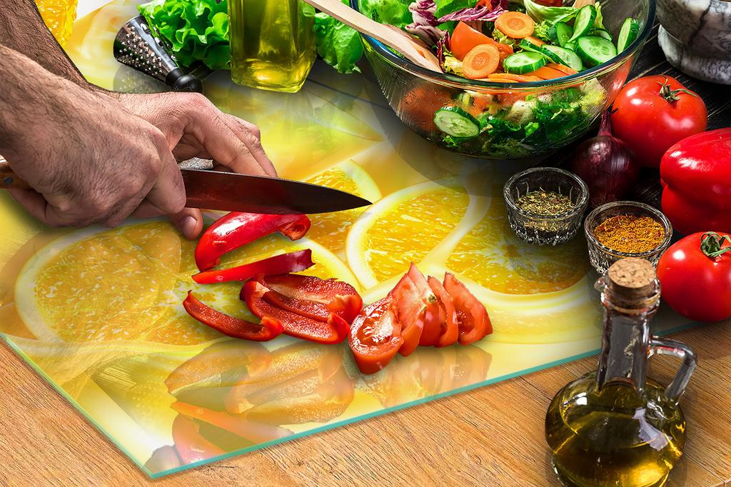 Glass protective plate for the stove 70x52 Fruit
