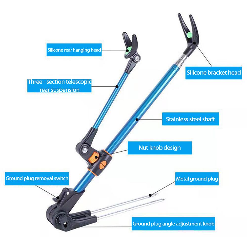 Держатель удочек Black King Kong двойного назначения с кронштейном-башней и заземляющим контактом, телескопическая конструкция.