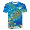 Summer Fashion  Women's Tortoise Funny 3D Print Sea Turtle Graphic Tee Casual Short Sleeve T-Shirt