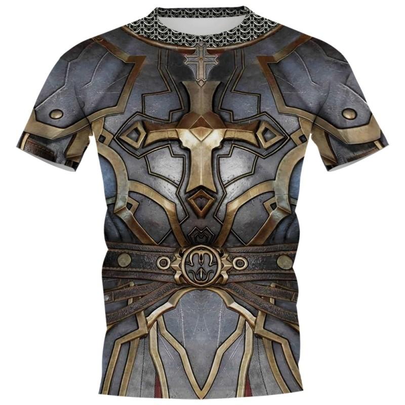 Medieval Armor 3D Printed Viking Cosplay Men's Summer Vintage Crewneck Short Sleeve Hip Hop Kids Street Funny Casual T-shirt Top