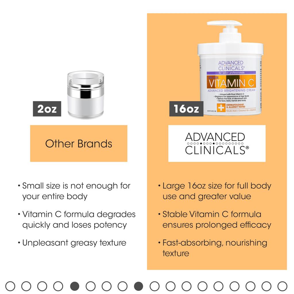 Advanced Clinicals Vitamin C Advanced Brightening Large Cream. Cream. 16oz.