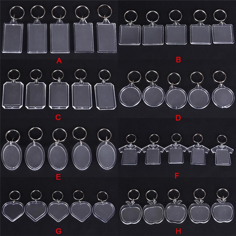 5Pcs Transparent Blank Insert Photo Picture Frame Keyring Key Chain Diy Gifts