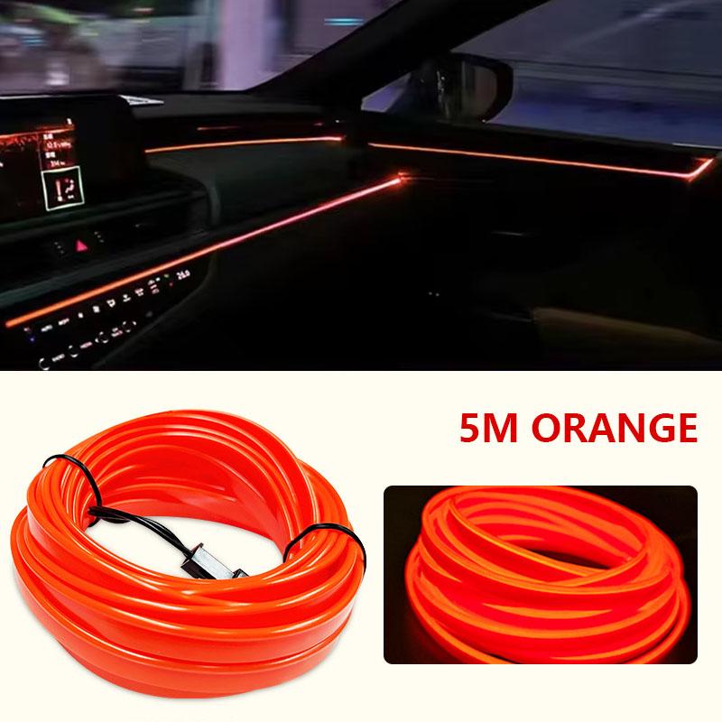 5M Car Interior Led Decorative Lamp EL Wiring Neon Strip Cold Light Wire For Auto DIY Flexible Ambient Light USB Atmosphere Lamp
