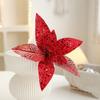 25cm Christmas Artificial Flowers Sequin Mesh Handmade Poinsettia Flower Realistic Decorative Simulation Glitter Flower