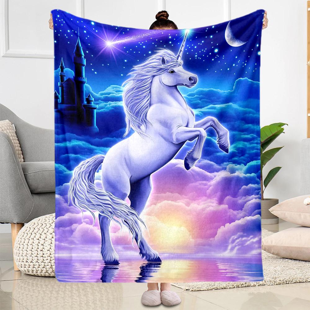 1pc Unicorn Sky blanket Soft and Warm for Sofa Office Camping Travel Livingroom Great Gift for Friends and Family Comfortable