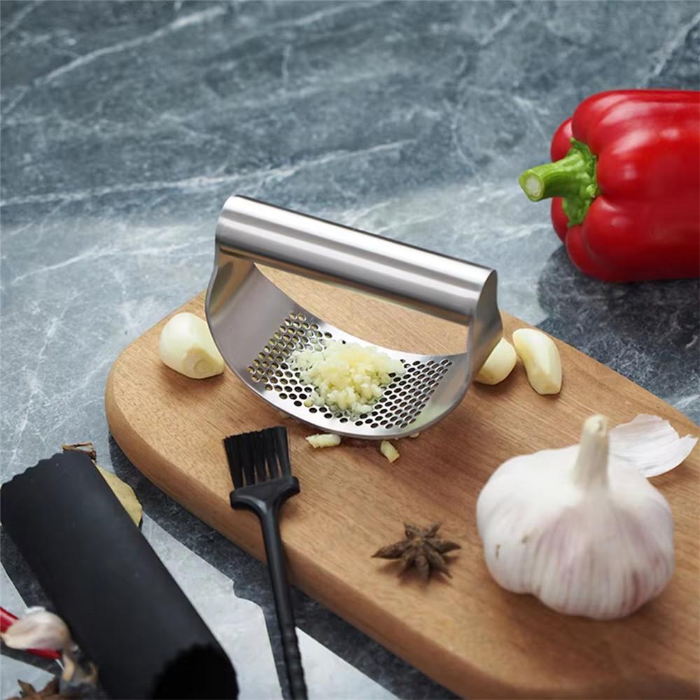 Чеснокодавка из нержавеющей стали, ручная изогнутая чесночная дробилка, многофункциональная чесночница, кухонная утварь для дома