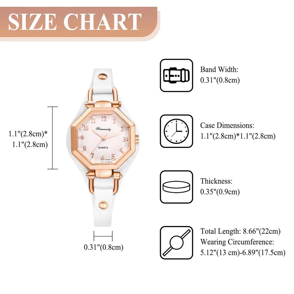 Octagonal Numeral Small White Gold New Eve Wristwatch, Ladies', Dial, Dial, Dial, Strap, Case, Stylish, Fashionable, Present, Gift, Valentine's Day,