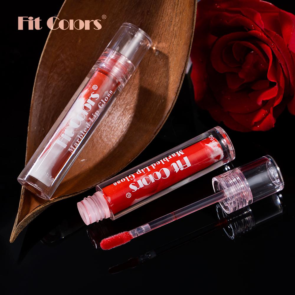 Блеск для губ Fit Colors с мраморным эффектом, 5 ярких оттенков, Увлажняющая стойкая жидкая помада, Нелипкая формула
