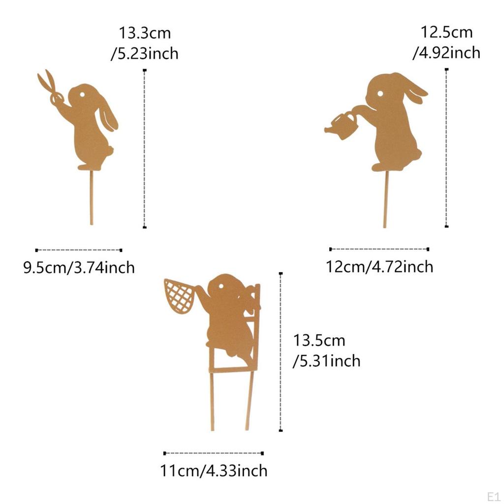 3Pcs Rabbit Garden Stakes Bunny Yard Signs Decor Party Outside Easter Decoration Lawn Ornament for