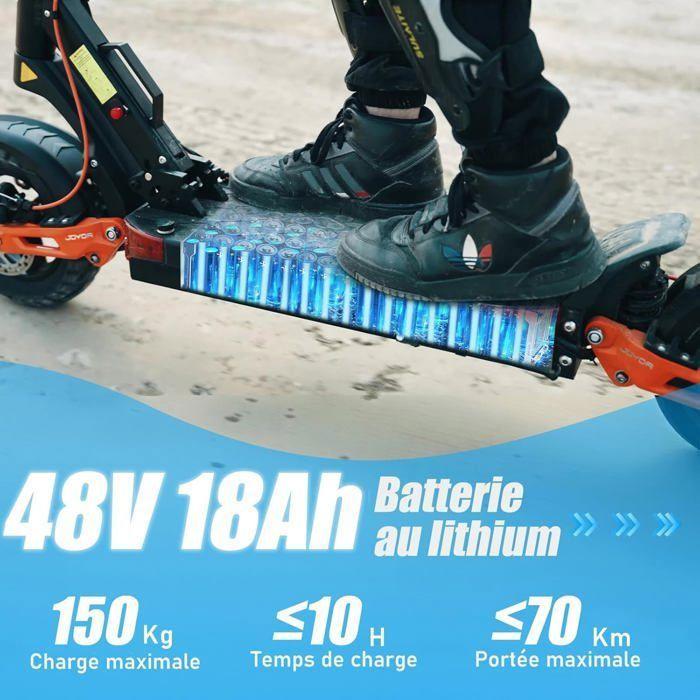Scooter électrique JOYOR T6 - Moteur 600 W - Batterie 48 V-18 Ah - Pneus 10 pouces - Noir