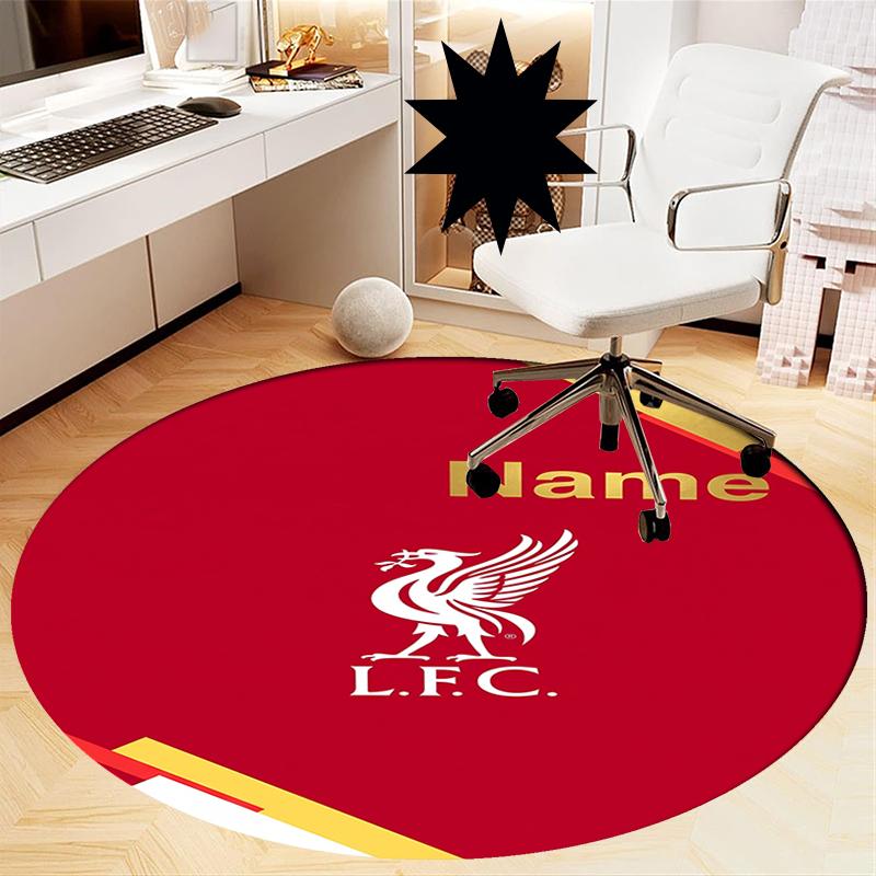 Custom Name Liverpool Football Club Printed Round Rug Carpet Chair Rug Area Rug Entryway Doormats,for Office Chair Living Room Bedroom Kitchen Room.
