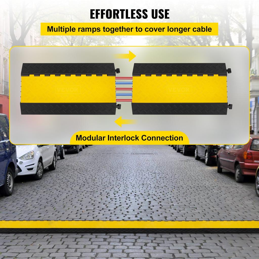 VEVOR 5 Channel Rubber Cable Protectors Extreme Cable Ramps 29937.1 kg Heavy Duty 5 Slots Protective Cable Wire Cord Ramp Driveway Rubber Traffic