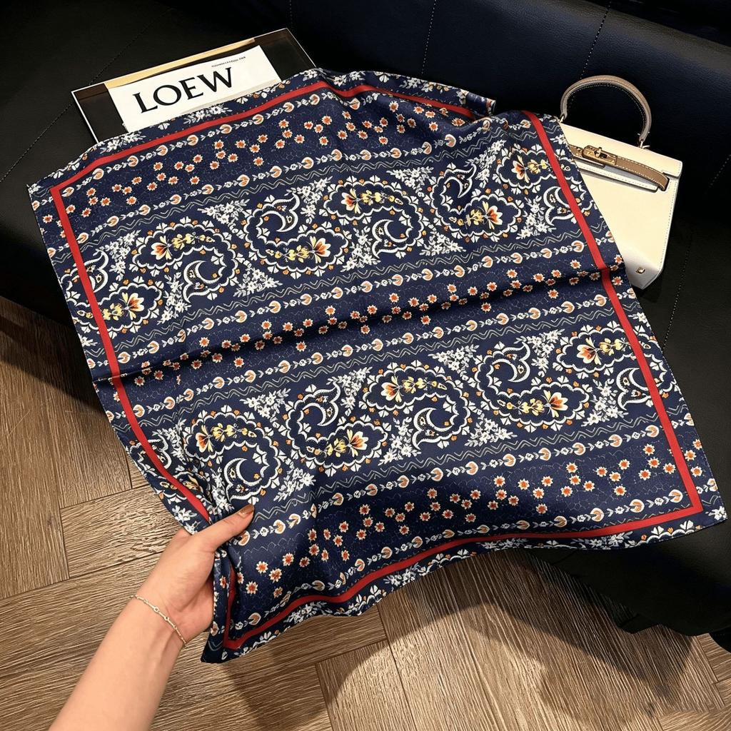 Silk scarf small square scarf feeling headband tied hair spring summer autumn feeling trend versatile fashion tied bag scarf scarf