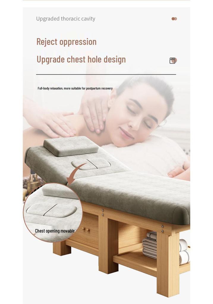 Solid Wood Beauty Massage Bed for Spa and Salon Treatments