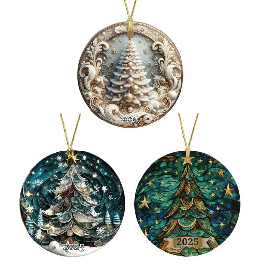 Мечта Рождественская елочная игрушка Сверкающая акриловая подвеска с золотой нитью Праздничный памятный подарок для семьи и друзей