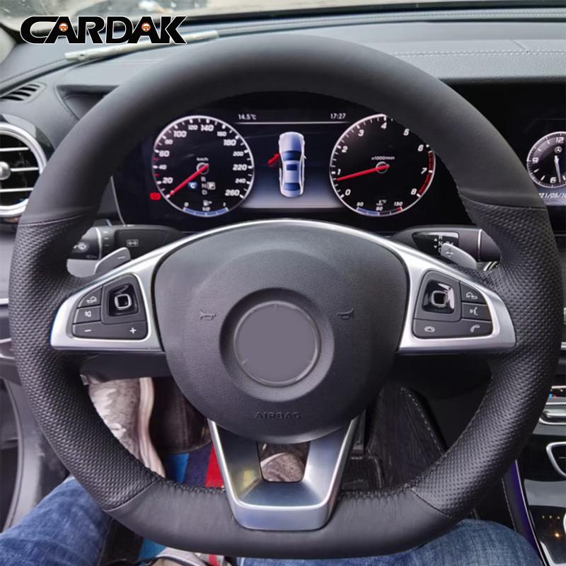 CARDAK Black Artificial Leather Car Steering Wheel Cover for Mercedes Benz A200 A250 B250 B260 C200 C250 C300 Sport CLA220