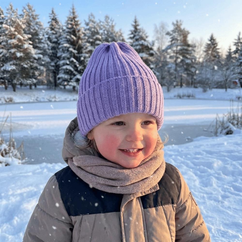 Wool Knitted Beanie Hat Solid Color Pullover Cap Sweet Baby Knitted Hat Infant