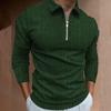 Осенний топ, мужские футболки с длинными рукавами и воротником с лацканами, мужская полосатая футболка-поло