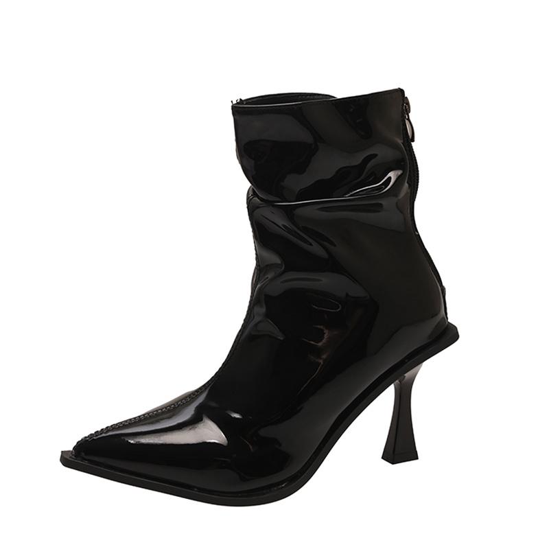 Модные туфли на высоком каблуке, женские ботильоны с острым носком, кожаные сексуальные туфли, зимние новые модные ботинки 2024 года, дизайнерские туфли-лодочки Botas Mujer