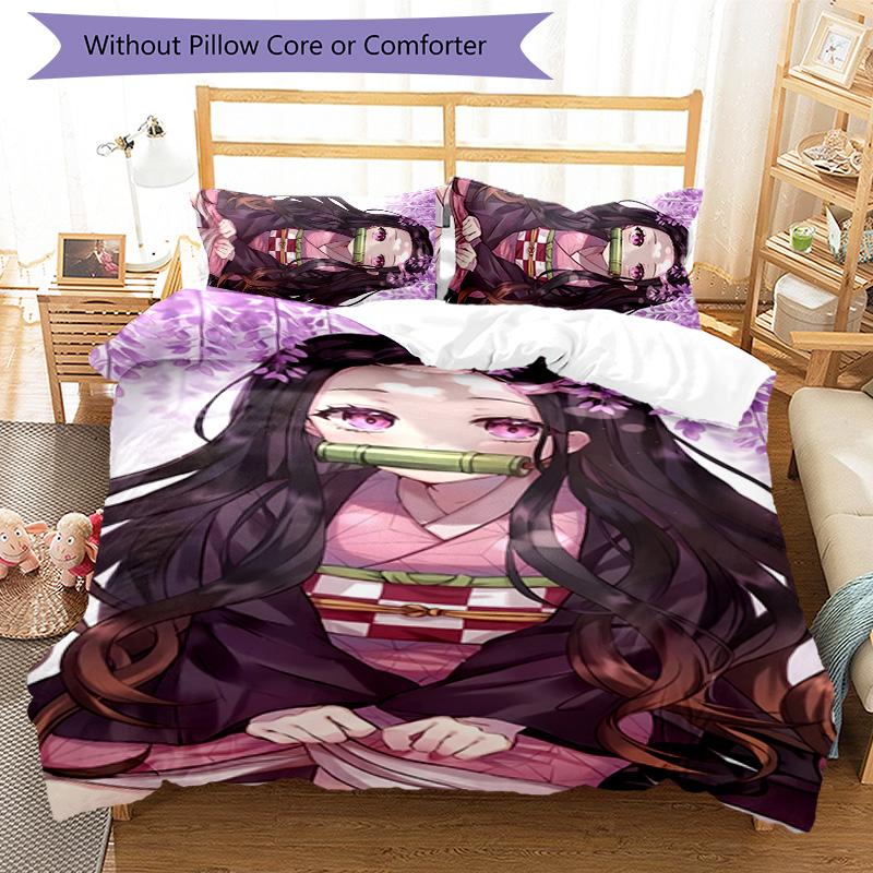 3pcs nezouko5 Design Cover Set - HD Printed Bedding with 1 Cover and 2 Pillowcases - Perfect for Home and Dorm Decor