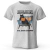 I Am Not Anti Social Cat Print T-Shirt Men's Summer 100% Cotton Oversized Funny T-Shirt Men's Women's Summer Short Sleeves