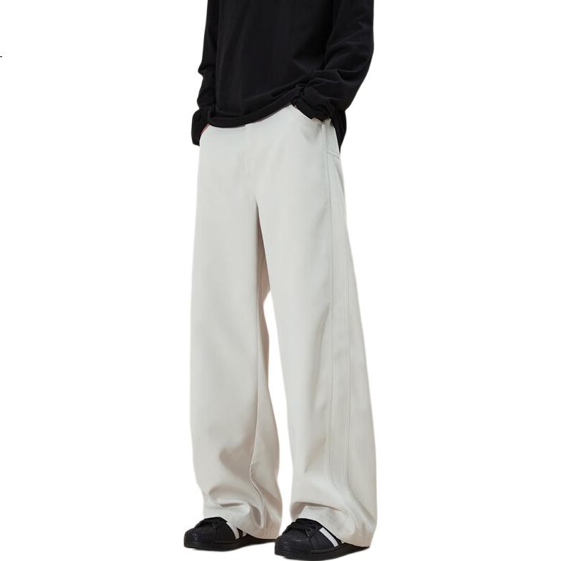 LOMBT High-End Straight-Leg Casual Pants for Men, Spring Japanese-Style Simple Versatile Loose-Fitting Trousers XK39 Off-White 3XL