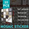 10pcs Mosaic Tile Sticker Waterproof Self-Adhesive Wall Decor for Kitchen & Bathroom - Oil Proof Wall Sticker