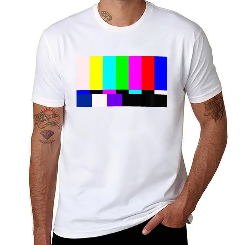 No Signal Television Screen Color Bars Test Pattern TShirt Lightweight Basic Short Sleeve Shirt