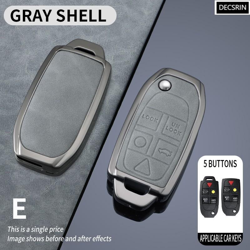 Zinc Alloy + Leather Car Key Case Cover Holder Shell Fob For VOLVO S60 S80 V70 XC70 XC90 Car Remote Interior Accessories