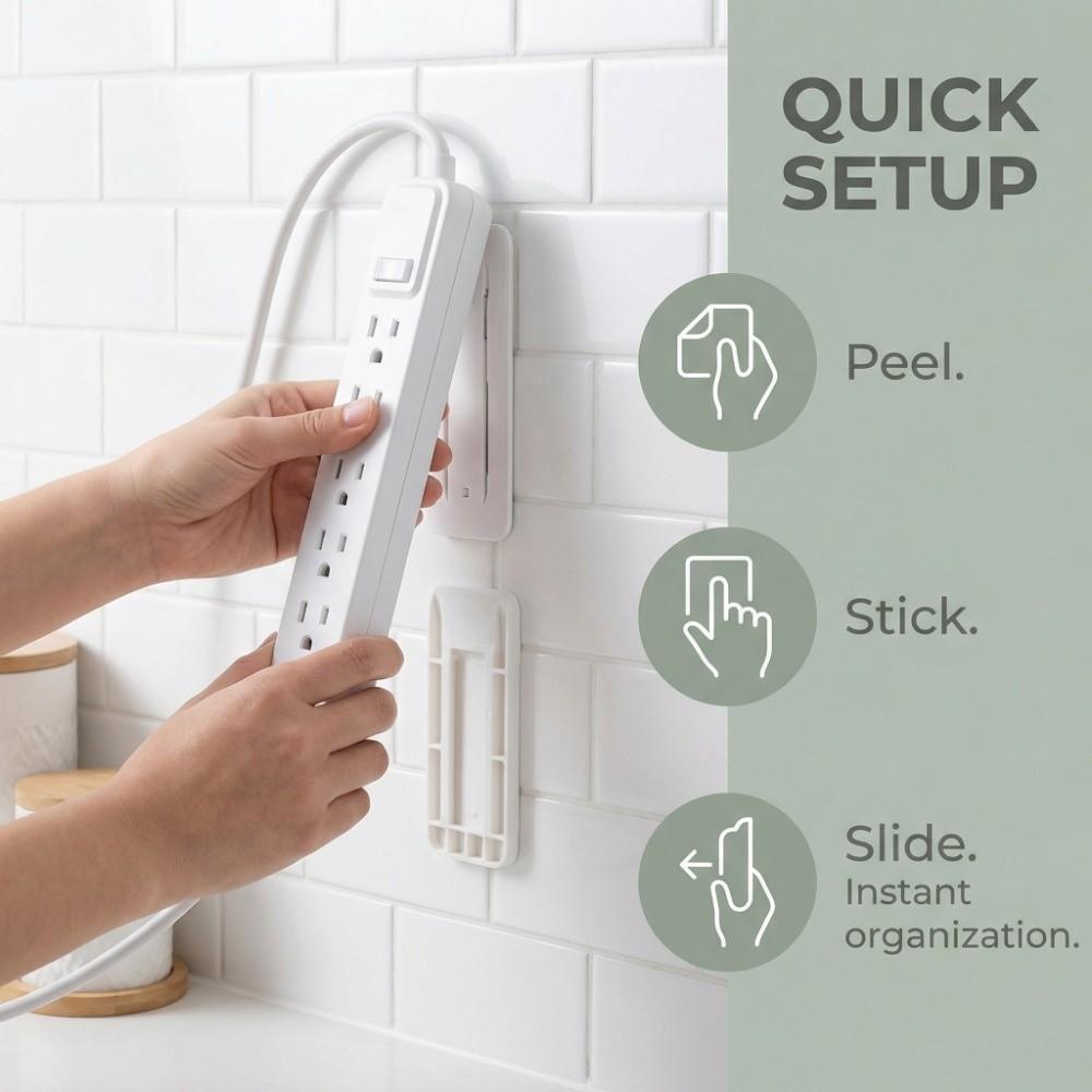 Space-saving No-drill Power Strip Holder Adhesive Sturdy Socket Fixer Wall-mounted Versatile Cable Organizer Dorm