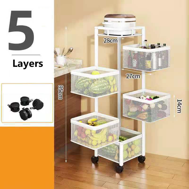Многослойная поворотная полка из нержавеющей стали на 360 градусов, корзина для хранения фруктов и овощей, напольная круглая полка, кухонный органайзер