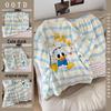 Пижамный комплект из хлопка «Облако» для женщин: Топ с коротким рукавом, Короткие штаны, Большой размер, Свободный кардиган, Дизайн с лацканами для весны и лета.