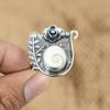Shiva Eye Shell Gemstone 925 Sterling Silver Statement Boho Flower Promise Ring