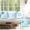 4 Pcs Blue Bow Text Single-Sided Printed Pillowcase Cushion Cover,Suitable For Living Room,Bedroom,Car Decoration