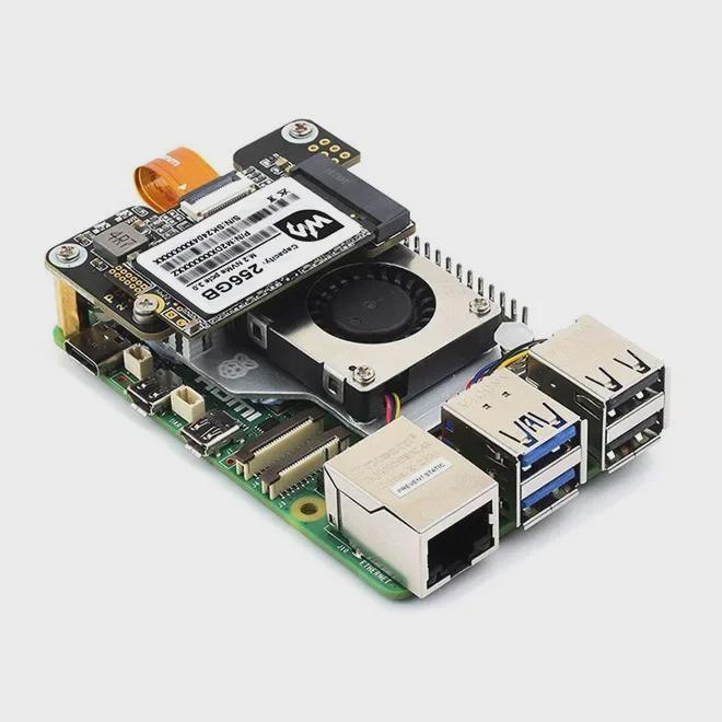 Плата расширения Raspberry Pi 5 PCIe на M.2 Mini для SSD-накопителей Gen2/Gen3, 2230/2242.