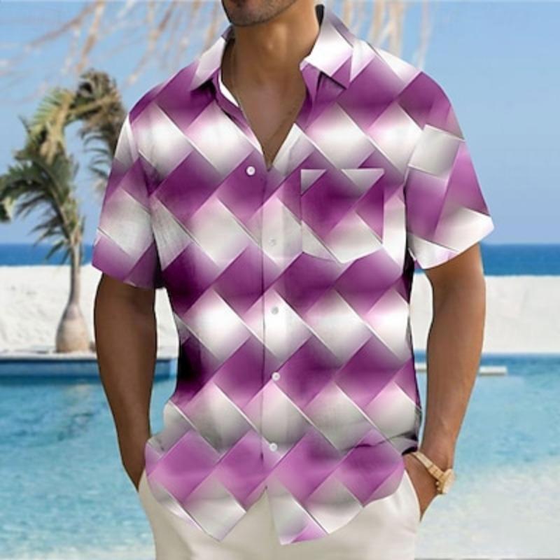Мужская рубашка с коротким рукавом, модная, повседневная, для отпуска, праздника, уличная одежда, летняя, с отложным воротником, 3D-принт