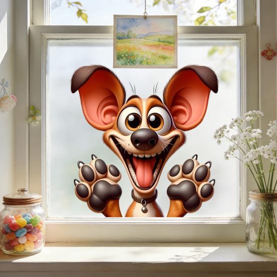 Статические наклейки на окна Смешные мультяшные животные Многоразовые наклейки на окна Водонепроницаемые Съемные наклейки для комнаты Офиса Дома Стеклянных дверей Декор окна