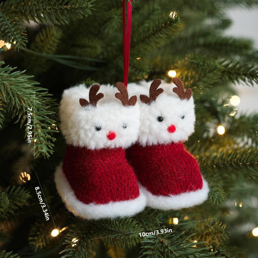 Colorful Fabric Christmas Boot Pendant Mini Size Christmas Tree Pendant Holiday Gift