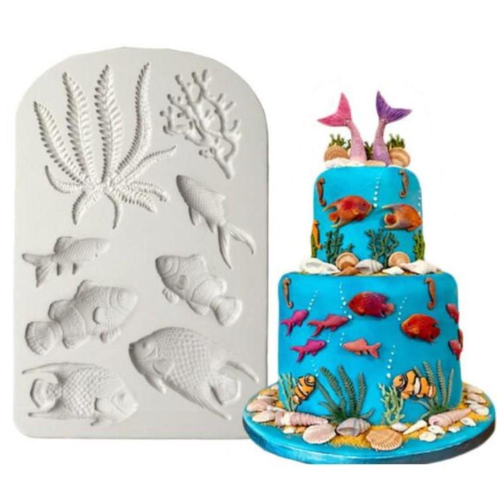 Kitchen DIY Fondant Chocolate Fondant Dry Pez Fish Modeling Mold Marine Animal Silicone Mold