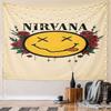 Гобелен с принтом «Улыбающееся лицо Nirvana с розами» Настенный гобелен Декоративный гобелен Домашний декор для спальни и гостиной
