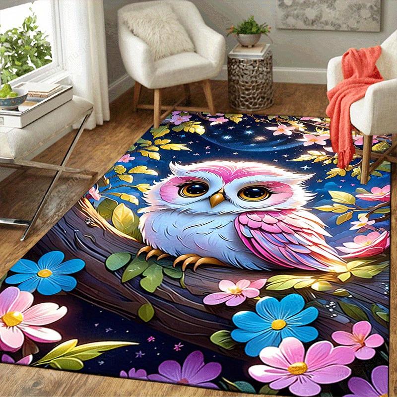 1pc Pink Owl Design Area Rug - Soft, Anti-Slip, and Durable Gaming Room Decor for Bedroom