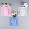 3/6Pcs Wall Mount Silicone Vase Reusable Self-Adhesive Home Office Indoor Refrigerator Window Wall Hanging Plants Flower Vase Sticker Decoration