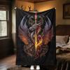 Dragon Sword Flame Artwork Throw Soft Comfortable All Seasons Blanket Perfect Gift Couch Office Nap Outdoor Travel Blanket