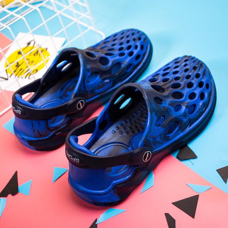 Пара трендовых нескользящих полых тапочек мужская спортивная обувь для отдыха на открытом воздухе нескользящая пляжная обувь на платформе повседневная обувь с отверстиями