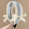 Non-slip Lace Bow Headband Elegant Hair Hoop Korean Fairy Headwear  For Women Girls Makeup