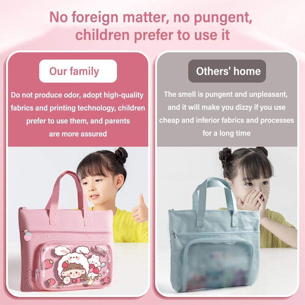 Canvas Tote School Bag Large-capacity A4 File Bag Cartoon Tutorial Bag  School Office