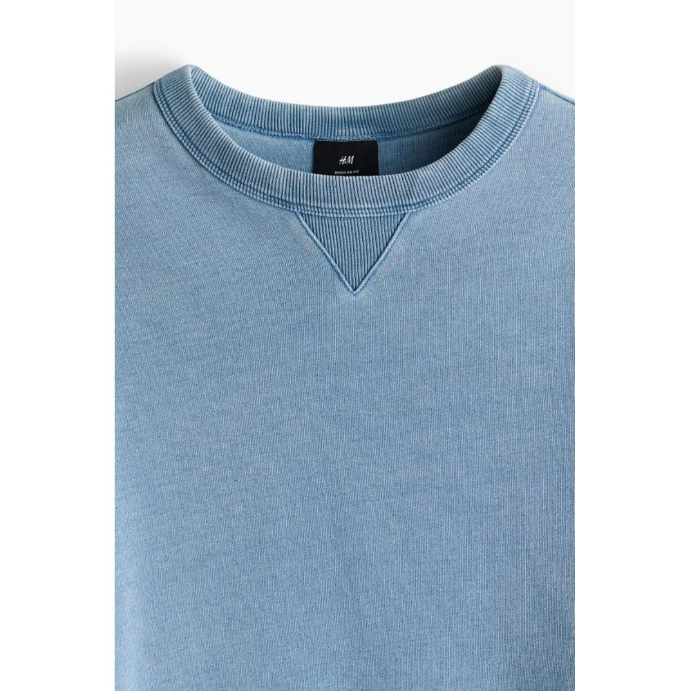 HM Regular Fit Washed sweatsHirt светло-голубой