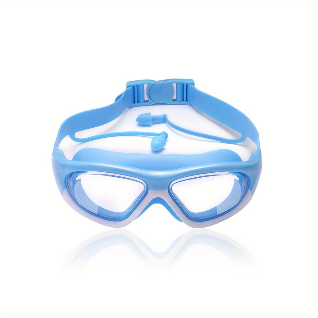 1 шт. детские водонепроницаемые противотуманные очки для плавания высокой четкости с берушами - удобный регулируемый силиконовый ремешок